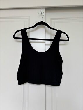 Old Navy Sunday Sleep Black Ribbed Cropped Tank Top Size L